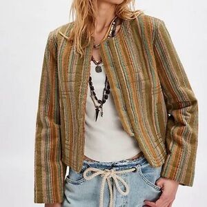 Free People Earthy Striped Women's Blazer